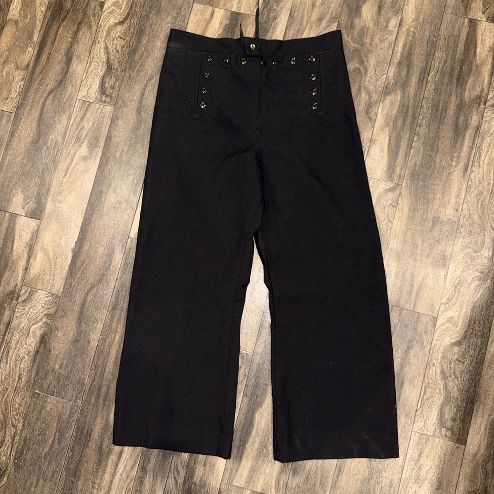 Vintage US Navy 13-Button Crackerjack Sailor Trousers Wide-Leg Men's 37R Black